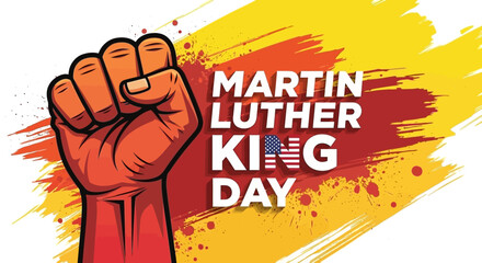 Obraz premium Fist raised in power and solidarity for Martin Luther King Jr. Day celebration