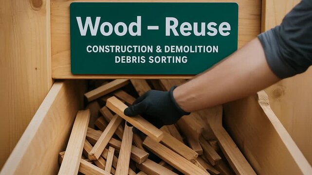 Wood reuse supports powerful machines sorting construction demolition debris for sustainable recycling, environmental care, and resource efficiency
