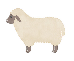 黒い顔の羊　やさしい手描き風イラスト