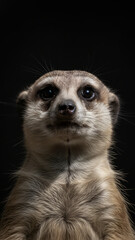 Fototapeta premium Close-Up Meerkat Portrait With Wide Eyes and Soft Fur, Alert and Curious Expression