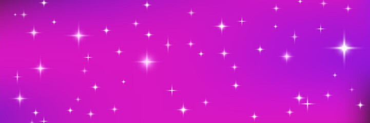 Purple pink gradient background. Neon night shimmering texture with elegant abstract backdrop. Horizontal cover with starry pattern. Fuchsia paper gradation vector bg. © Syuzann q