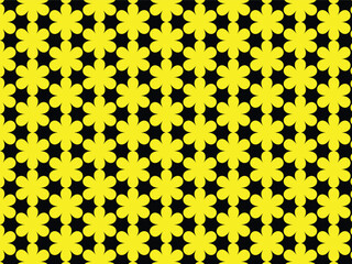  is a seamless yellow floral pattern on a black background.