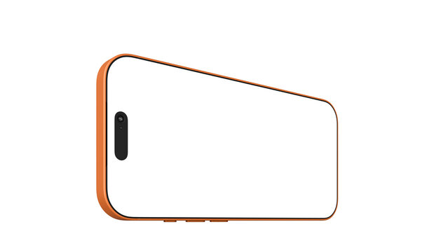 Orange phone mockup on an isolated background with a transparent screen for web and app UI design.
