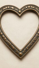 Elegant Parchment Greeting Card Featuring Carved Bronze Heart Border in Museum Lighting