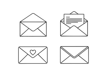 Four illustrated envelopes Vector