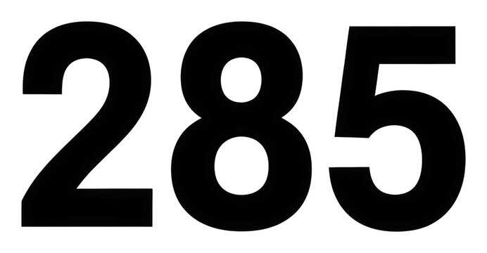 Dynamic number 285 graphic in modern minimalist style isolated on transparent background