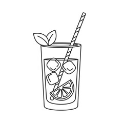 Iced Lemon Drink Icon &ndash; Refreshing Citrus Beverage Glass with Straw for Cafe & Menu Design