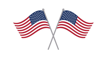 Crossed American Flags Icon &ndash; USA Patriotism and National Pride Symbol for Celebration Design
