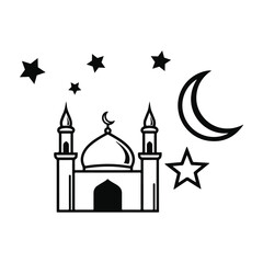 Illustration of a mosque with celestial elements Vector