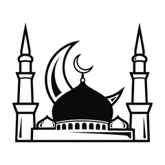 Iconic mosque with crescent moon Vector