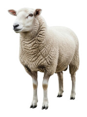 Obraz premium Sheep portrait in natural peaceful farm environment isolated on transparent background