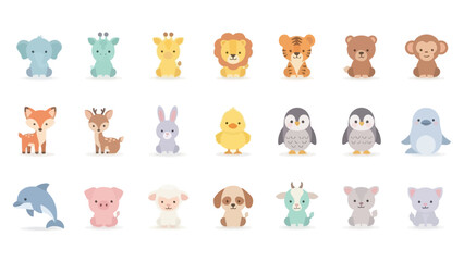 Adorable cartoon baby animals collection on a white background. © gabriel