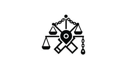 Symbolic scales with heart and medical cross on white background