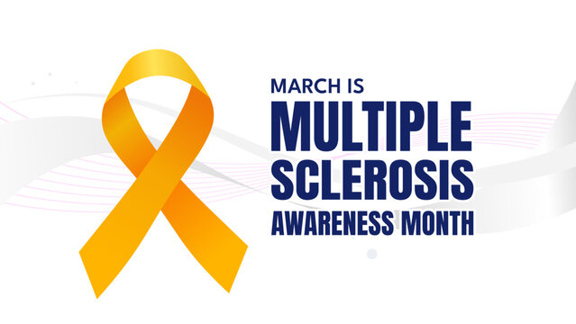 Multiple Sclerosis Awareness Month banner with orange ribbon, vector illustration