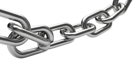 Obraz premium Close-up of interlocking metallic chain links on a white background