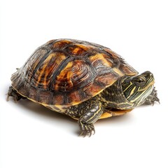 Fototapeta premium Minimalist turtle image captured in studio setting with white background