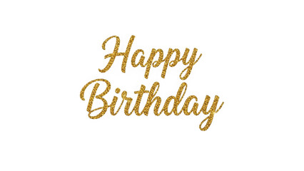 Naklejka premium Happy birthday written in gold glitter on transparent background