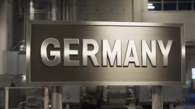 Germany industrial metal sign inside factory environment