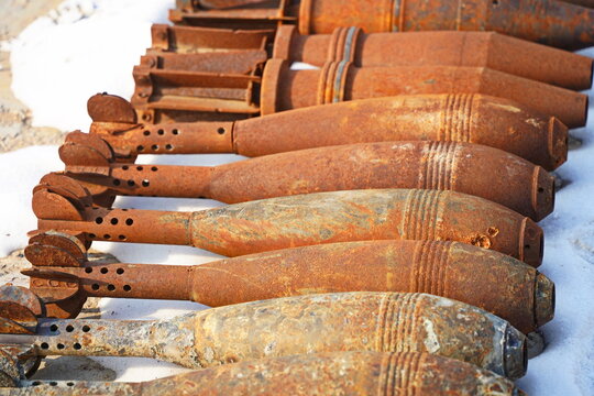Old shells for training sappers in mine clearance skills.