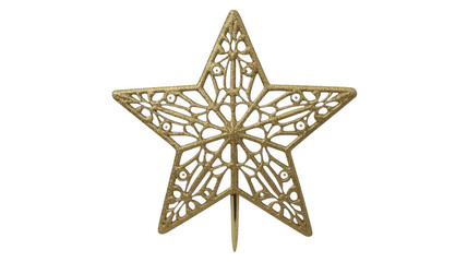 Fototapeta premium Gold metal star ornament with filigree isolated on a transparent background