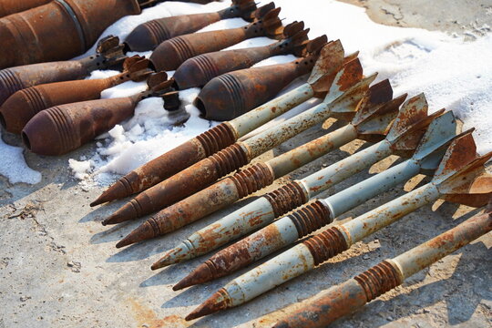 Old shells for training sappers in mine clearance skills.