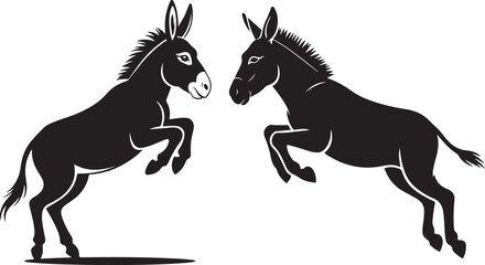 Energetic Black Silhouette of a Jumping Donkey © Nurcreator
