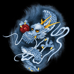 Expressing a dragon with Japanese style technique,