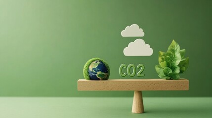 Balancing act, a conceptual image illustrating the importance of reducing CO2 emissions for environmental sustainability