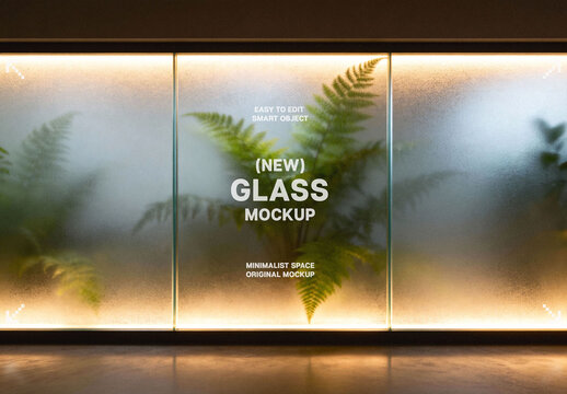Frosted Glass Wall Mockup