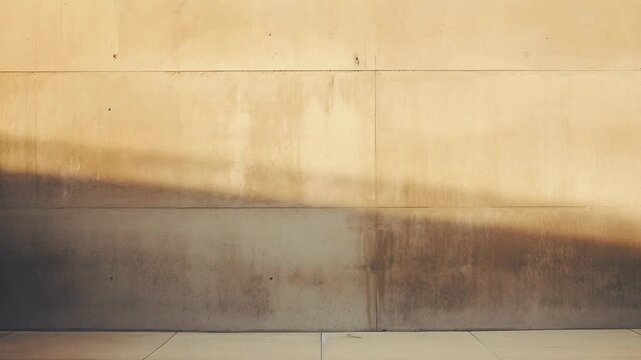 Textured concrete wall featuring a strong diagonal shadow creating a dynamic contrast with a light tiled floor, providing ample copy space for design elements