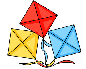 Colorful kites flying illustration for happy makar sankranti festival