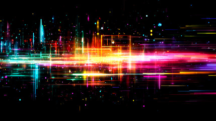 ネオンラインが描くサイバー空間の疾走感・デジタルノイズ