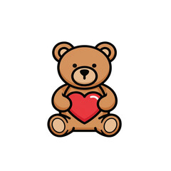 Obraz premium Cute Teddy Bear Holding Heart