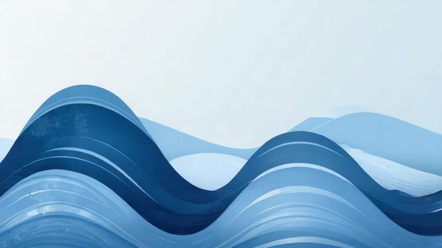 Blue abstract wave layered gradient curve landscape with flowing ocean lines and soft texture