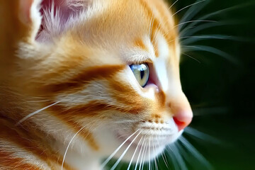 Macro Shot of a domestic Cat Head, Blurred background Animal Portrait, Pet Photo, feline Mammal Cute kitty fur texture, Close-up Photography, Soft-focus detailed image Baby Kitten 20