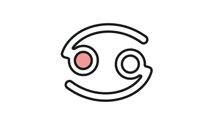 Obraz premium Cancer zodiac sign icon featuring a stylized crab symbol with a pink circle for astrology, horoscope, and celestial themes.
