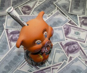 piggy bank with dollar bills © Дмитрий Старцев