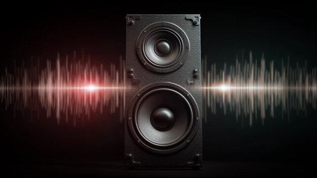 Waves Move Outward From Speaker Stack as Sound Pulses Travel Through the Air During a Sound Demonstration in a Controlled Space