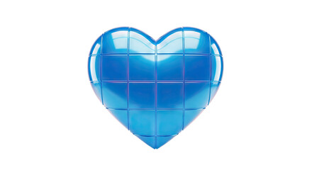 3D Blue Heart Sculpture with Grid Pattern