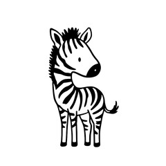 Fototapeta premium Zebra. Zebra simple black and white line art vector logo