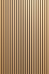 Wooden slatted wall acoustic panel background texture. Vertical wooden slats creating a minimalistic decorative and soundproofing wall panel