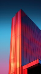 Bold color minimal skyscraper architecture building outdoors.