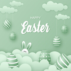 Happy easter day in paper style