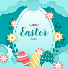 Happy easter day in paper style