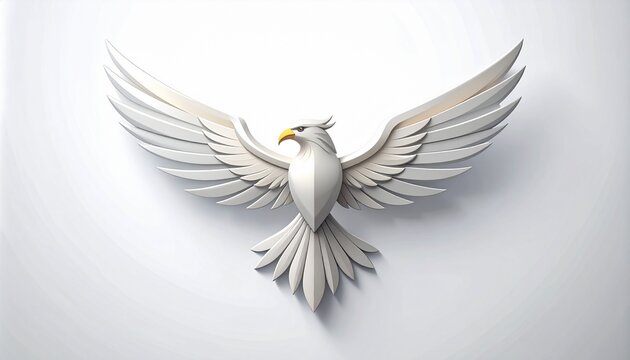 White Eagle with Spread Wings in Minimal Vector Style