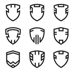 Shield emblems and security logo icon set