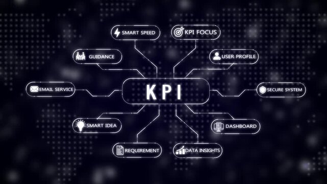 Futuristic digital mind map infographic with glowing white nodes and connections on a dark map background illustrating business strategy, project and data flow for technological innovation and
