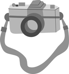 Retro Film Camera with Strap Flat Illustration