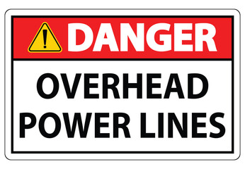 Obraz premium Caution Sign Indicating Danger from Overhead Power Lines for Safety Awareness