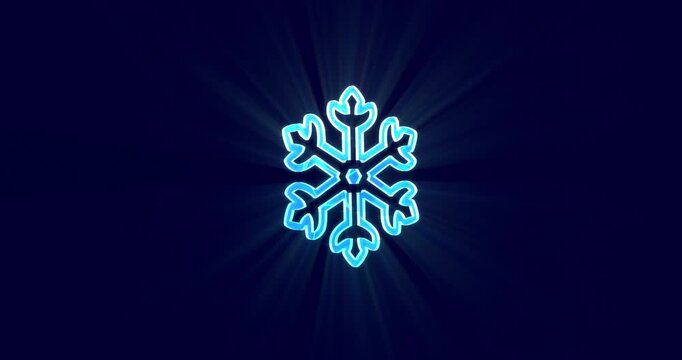 Cute snowflake on dark background. 3d render video. 
